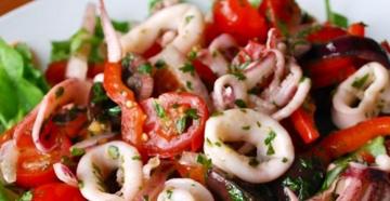 Украшение постного стола — салат из кальмаров Постный салат из консервированных кальмаров